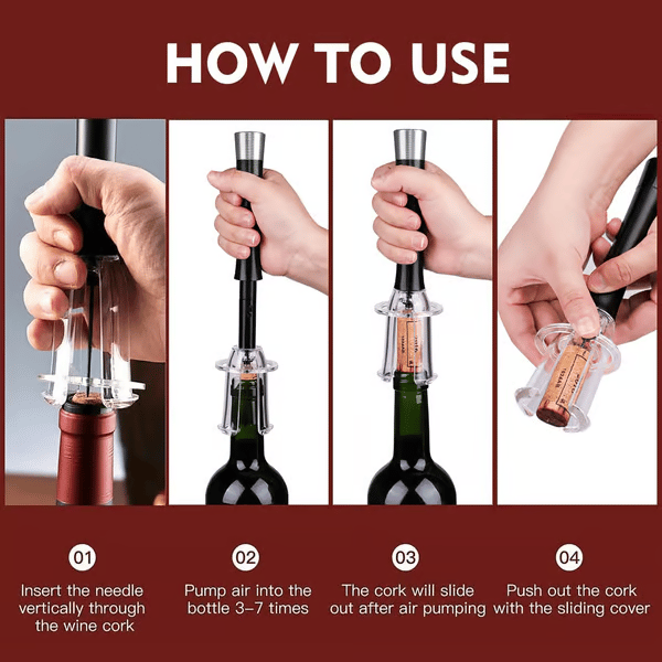 Air Pump Cork Remover Wine Bottle Opener Set