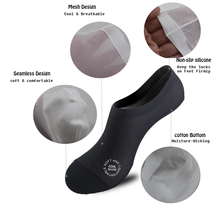 🔥Ultra Thin Liner Socks Non Slip ComBed Cotton No Show Socks