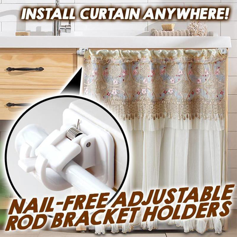 Nail-free Adjustable Rod Bracket Holders（2Pcs）
