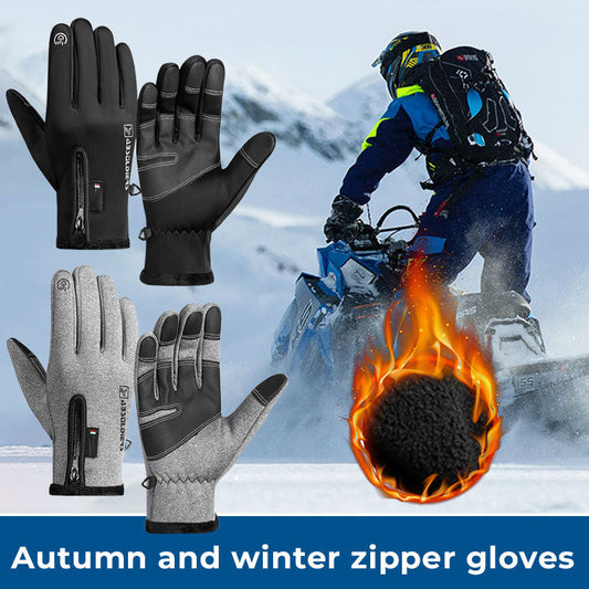 Autumn And Winter Zipper Gloves