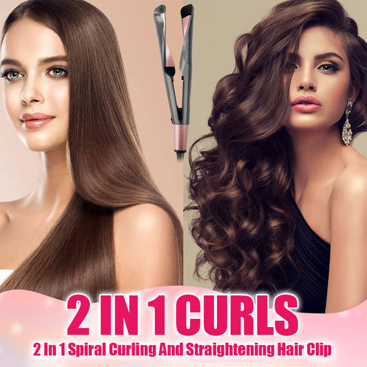 2 In 1 Spiral Curling And Straightening Hair Clip