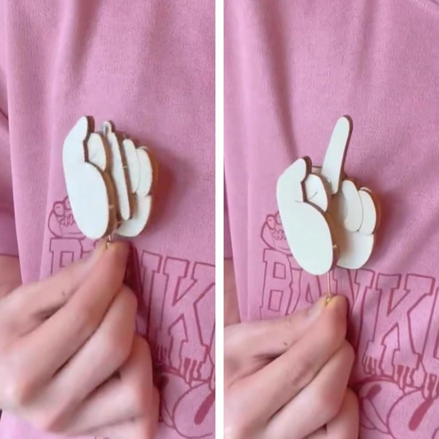 🤣Funny Wooden Finger Brooch