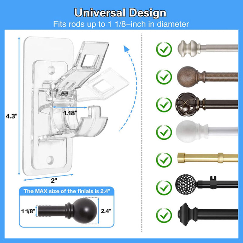 No Drill Curtain Rod Bracket Hook