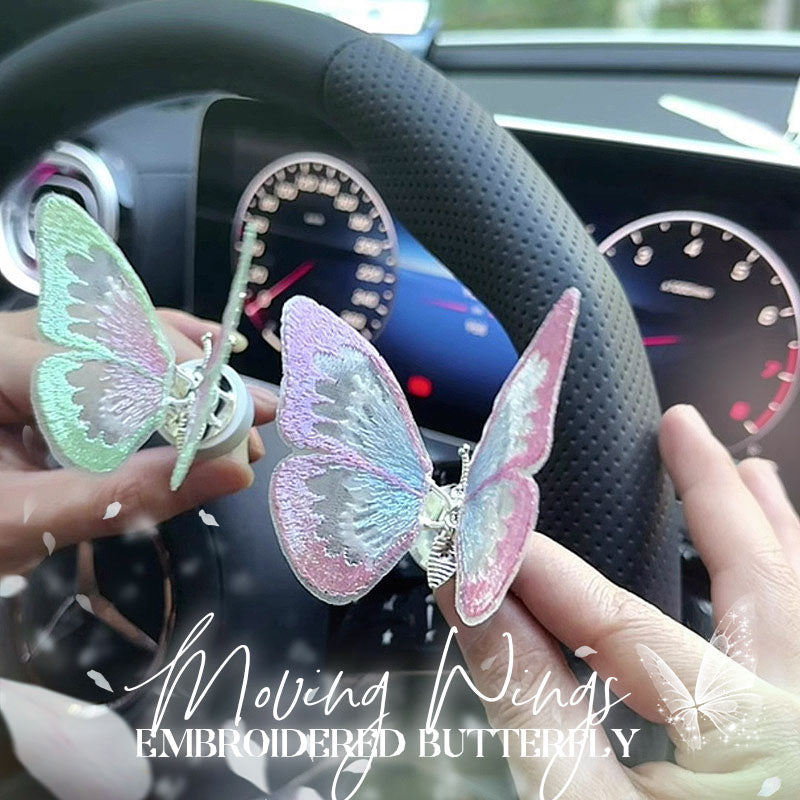 Moving Car Embroidered Butterfly