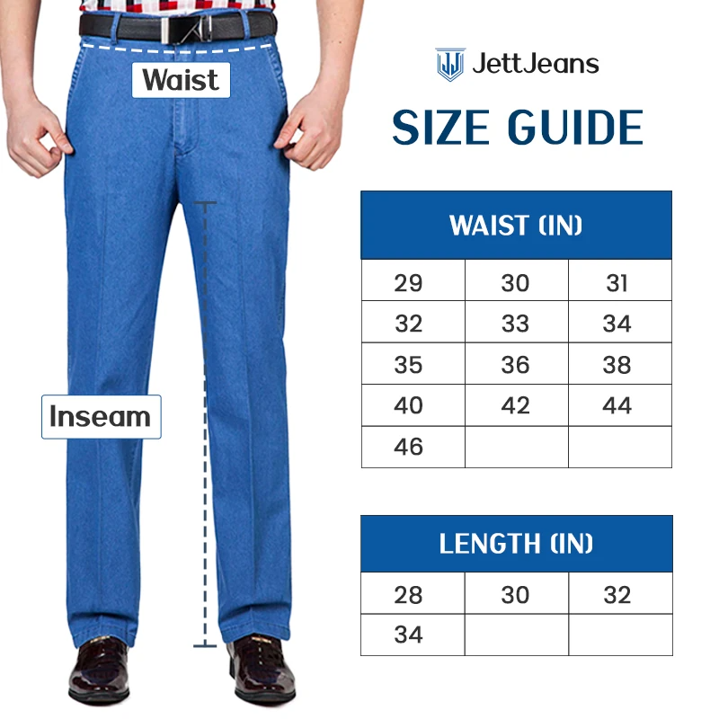Men's High Waist Straight Fit Stretch Jeans