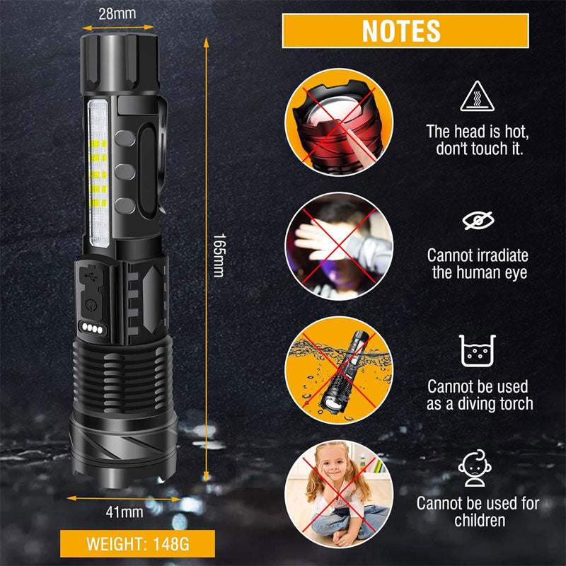 High Intensity Rechargeable Outdoor Portable Flashlight