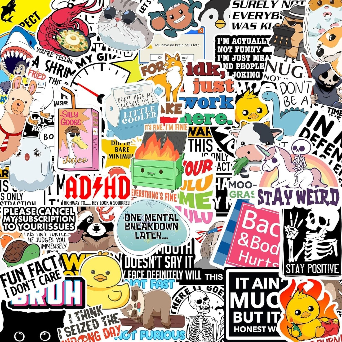 130 Pcs Funny Saying Stickers (🎁BUY 1 FREE 1)