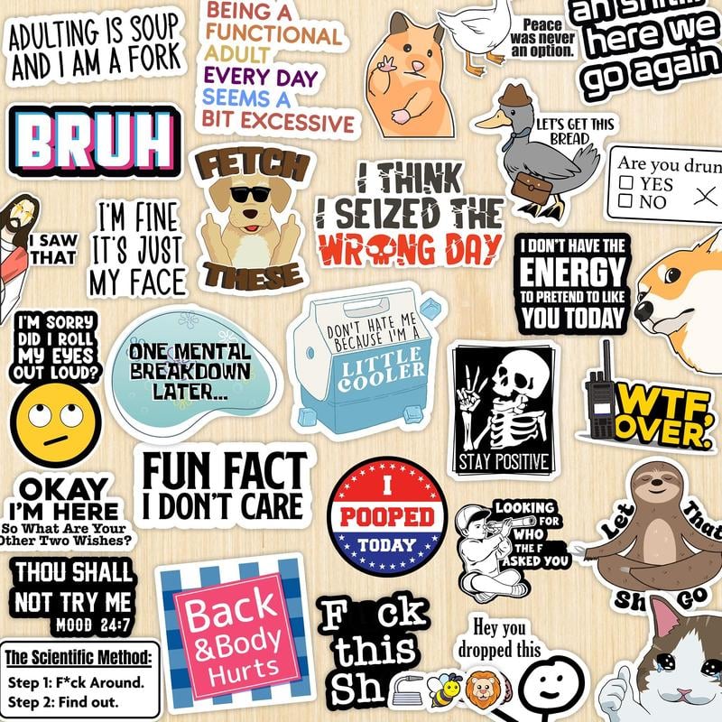 130 Pcs Funny Saying Stickers (🎁BUY 1 FREE 1)