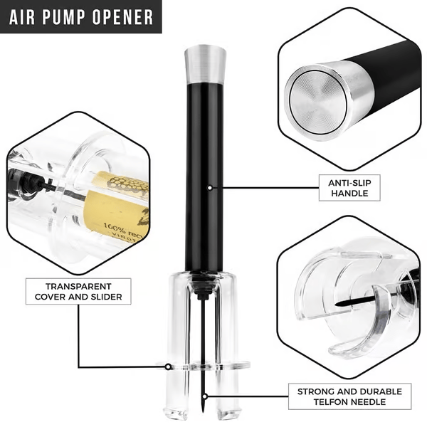 Air Pump Cork Remover Wine Bottle Opener Set