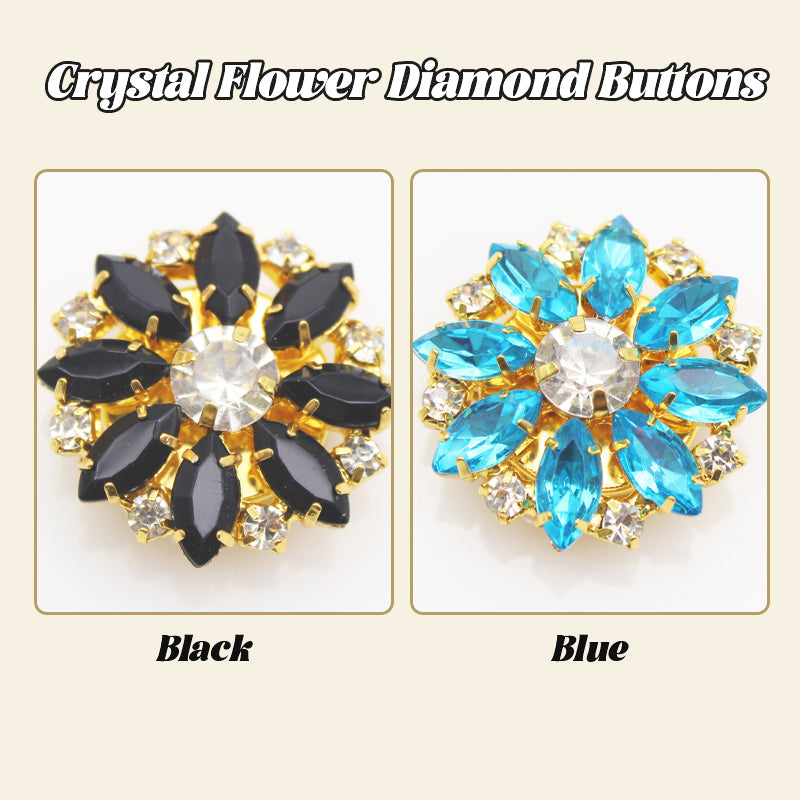 Crystal Flower Diamond Buttons