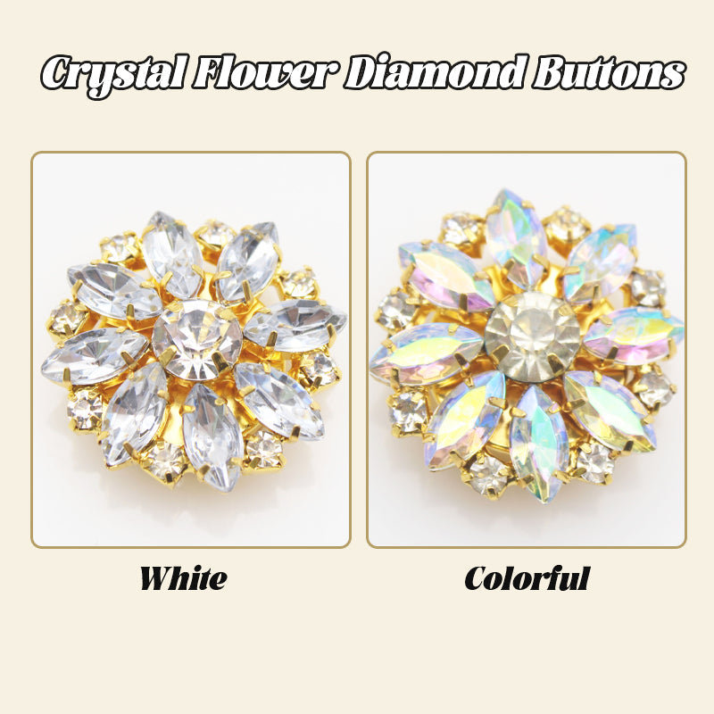 Crystal Flower Diamond Buttons