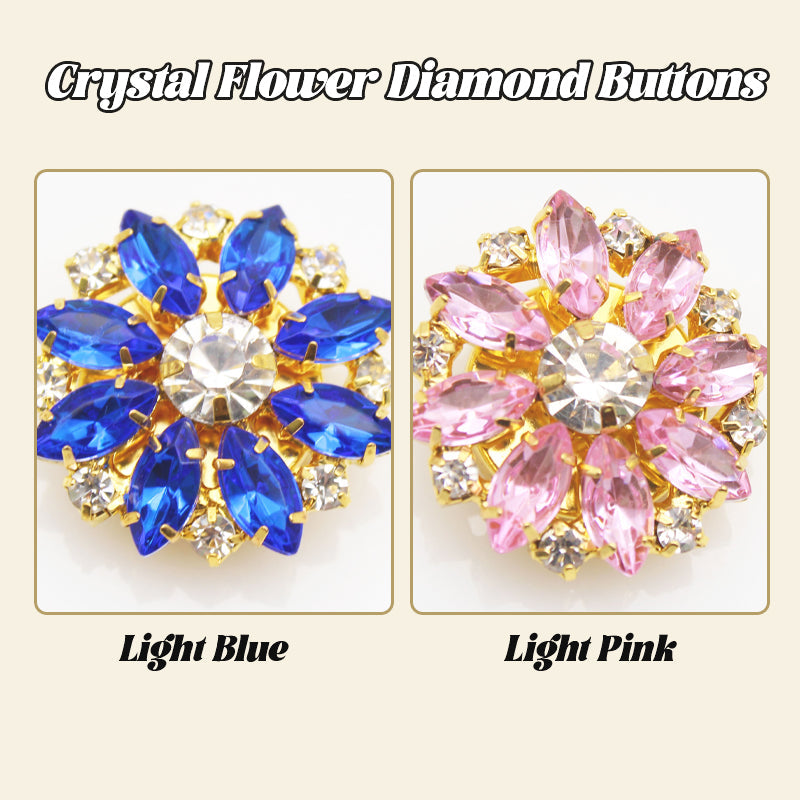 Crystal Flower Diamond Buttons