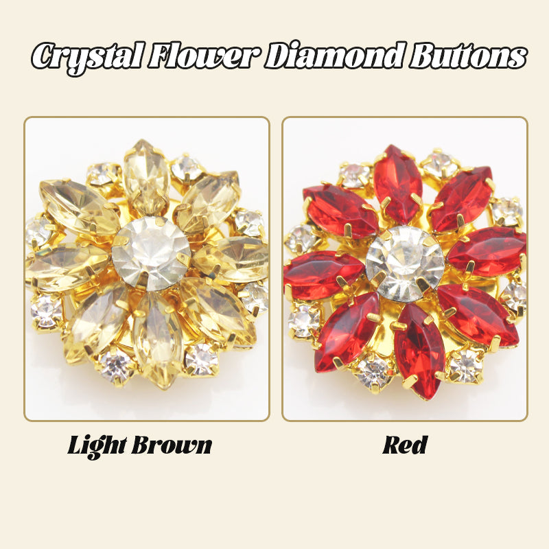 Crystal Flower Diamond Buttons