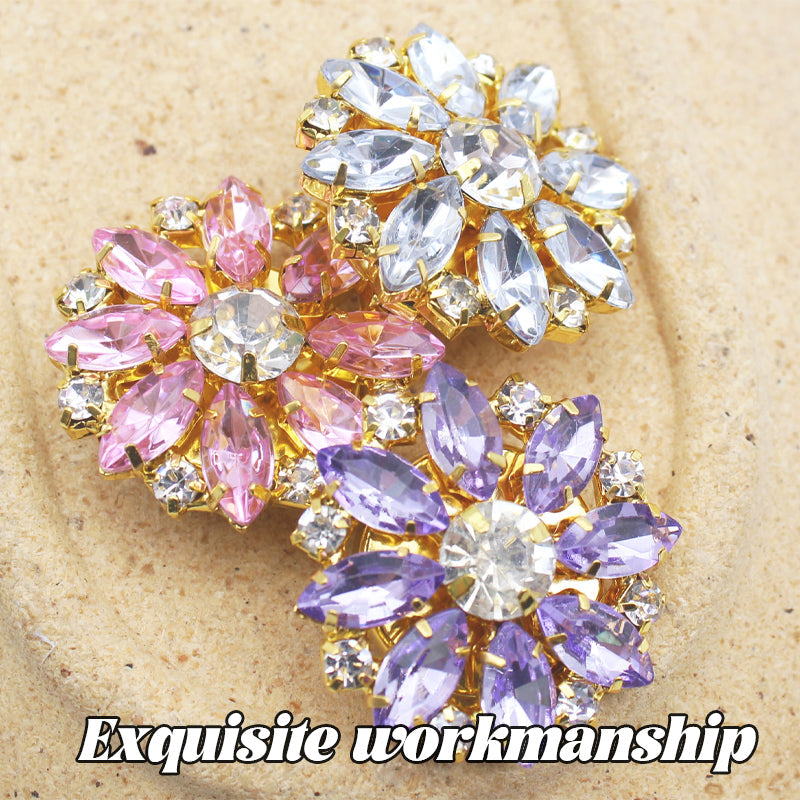 Crystal Flower Diamond Buttons