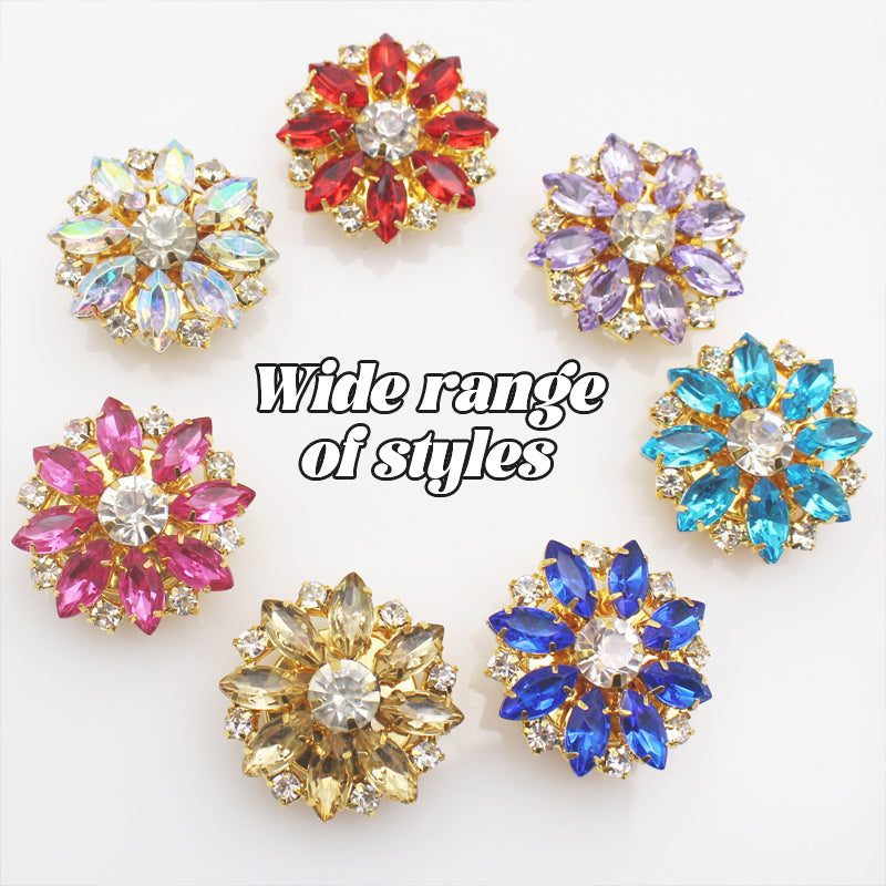 Crystal Flower Diamond Buttons