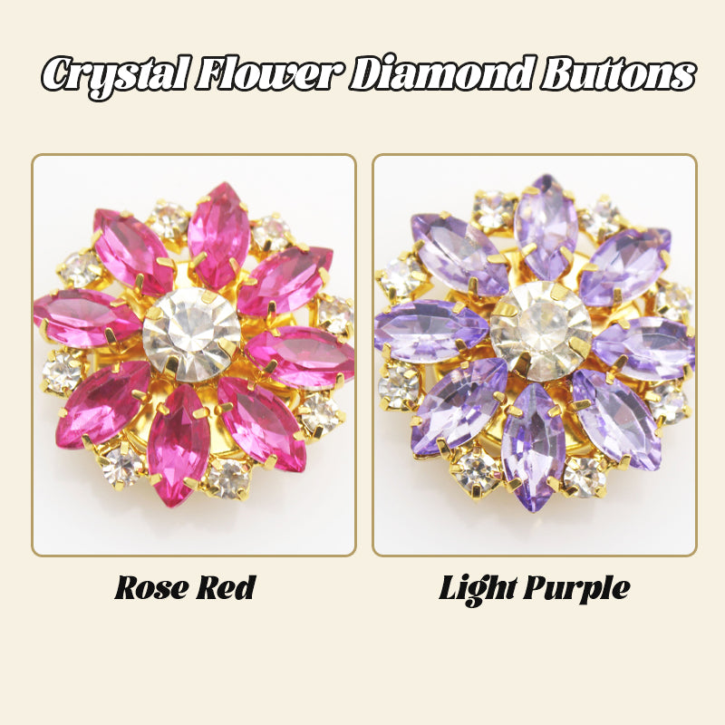 Crystal Flower Diamond Buttons