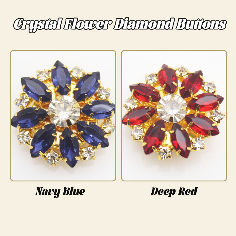 Crystal Flower Diamond Buttons